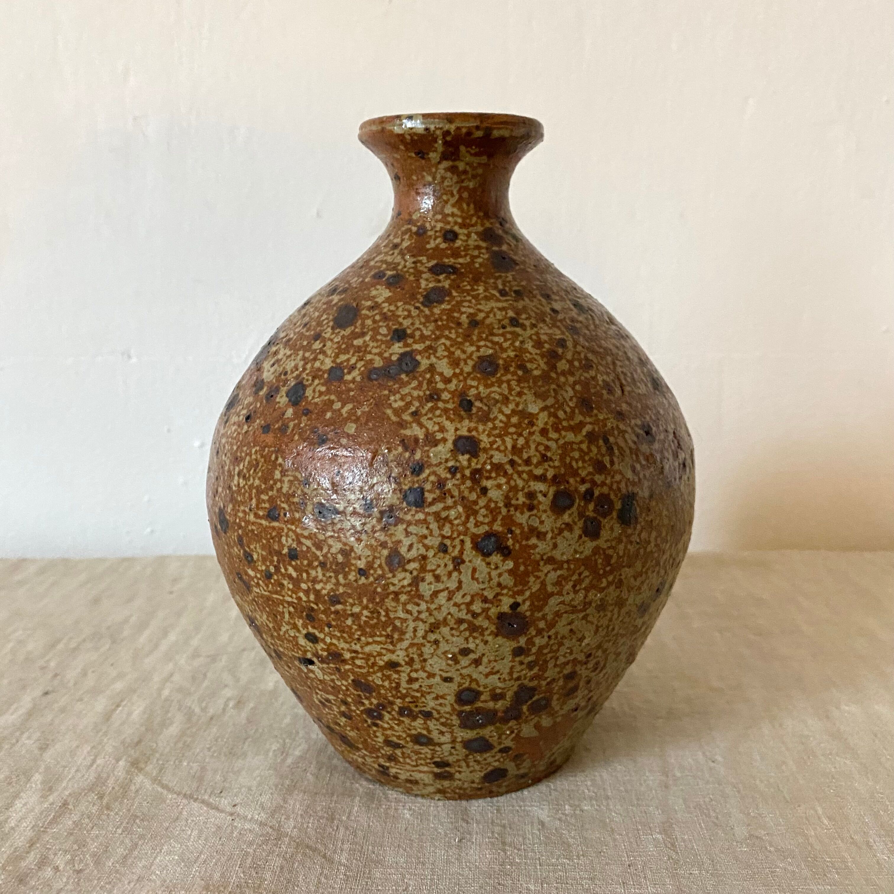 Vintage pyreted stoneware vase