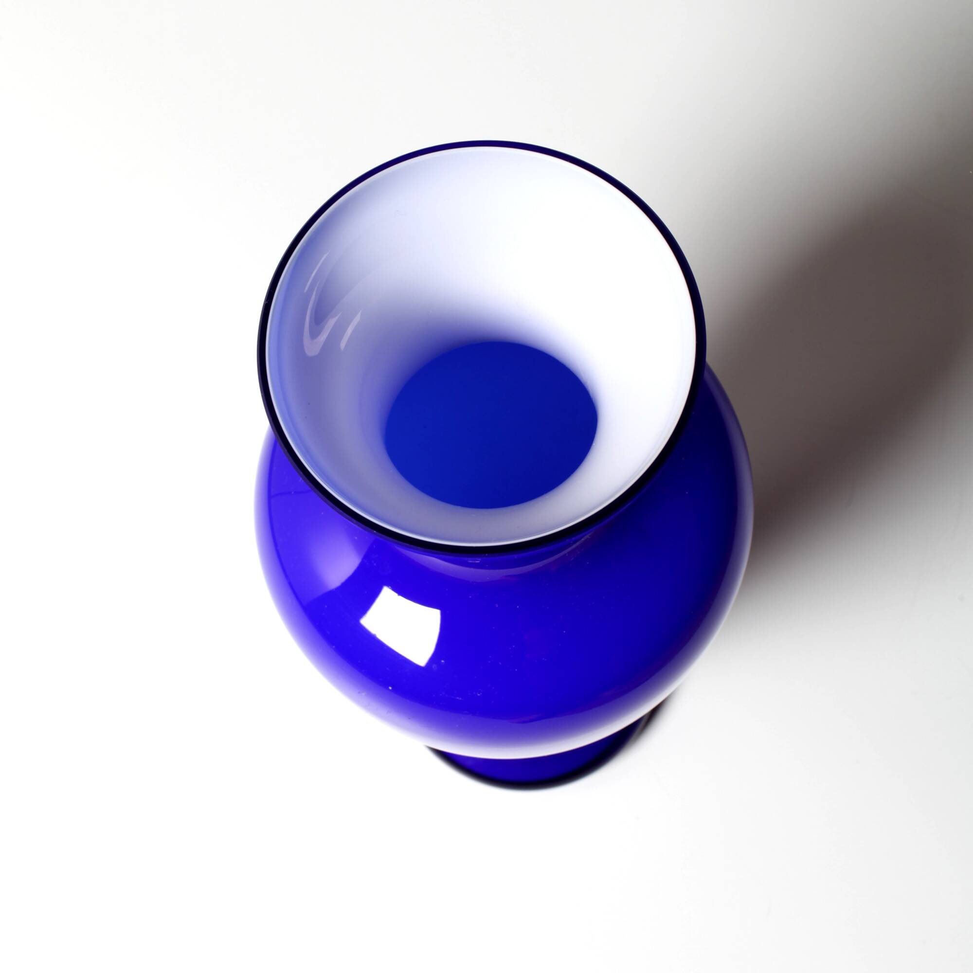 Mid-century Rare Blue and White Vintage Murano Glass Vase / Italy / 1970s