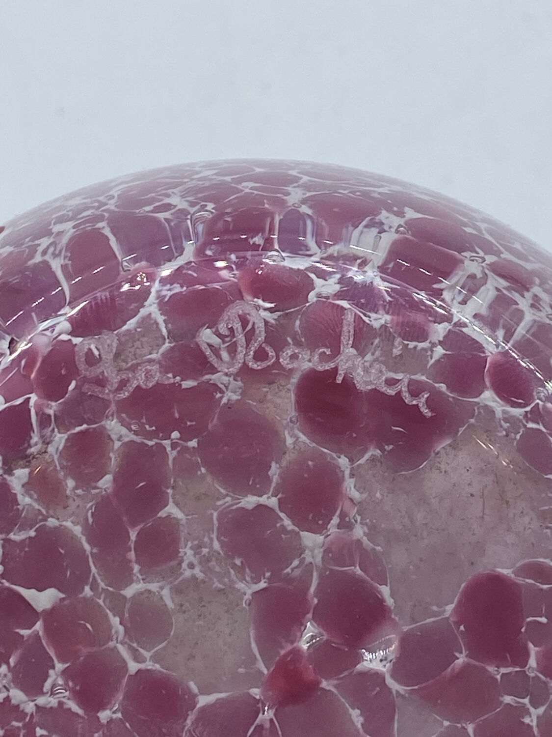 Glass paste vase, La Rochere, vintage, glassware, pink,