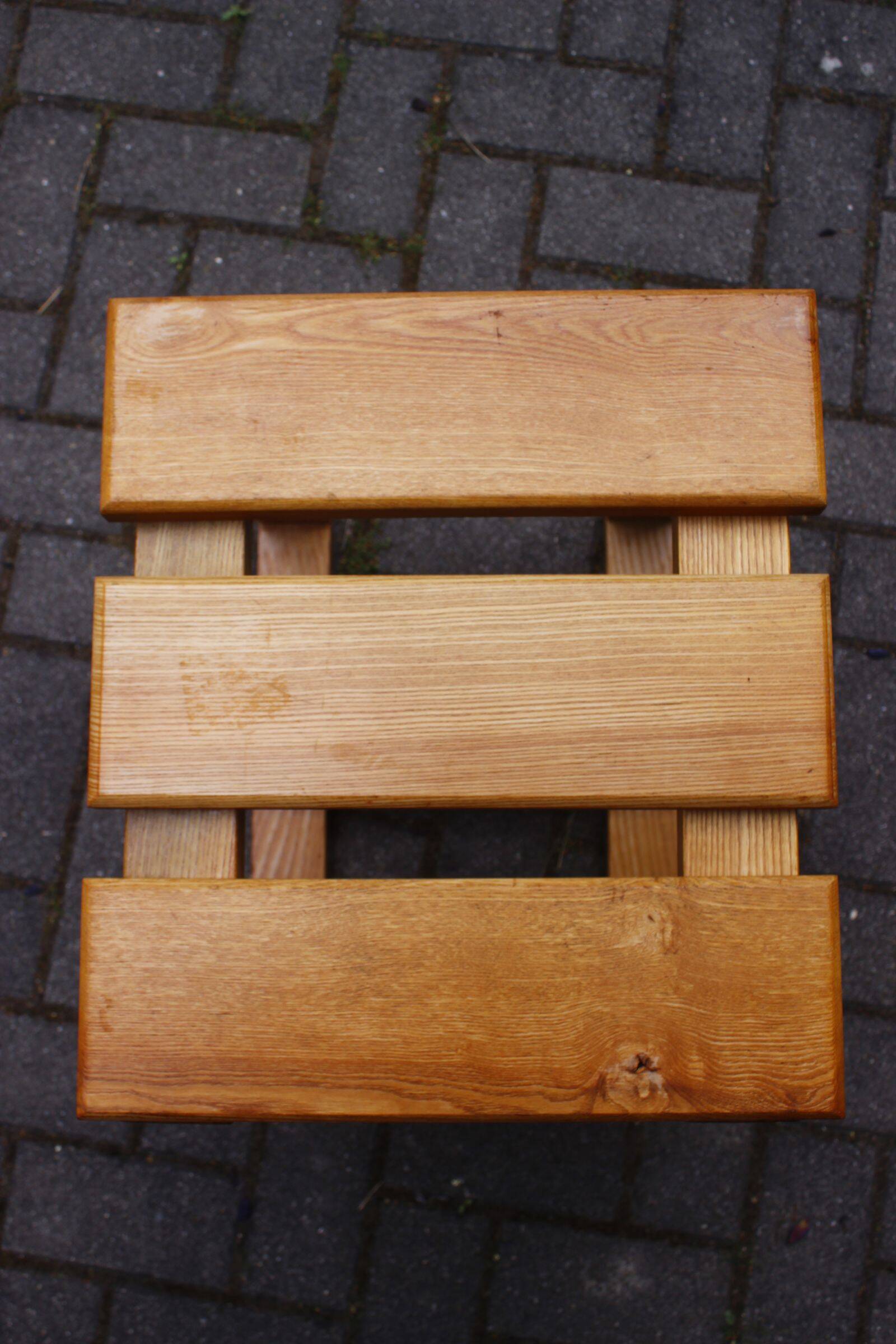 Vintage solid wood stool, modernist design 1970s