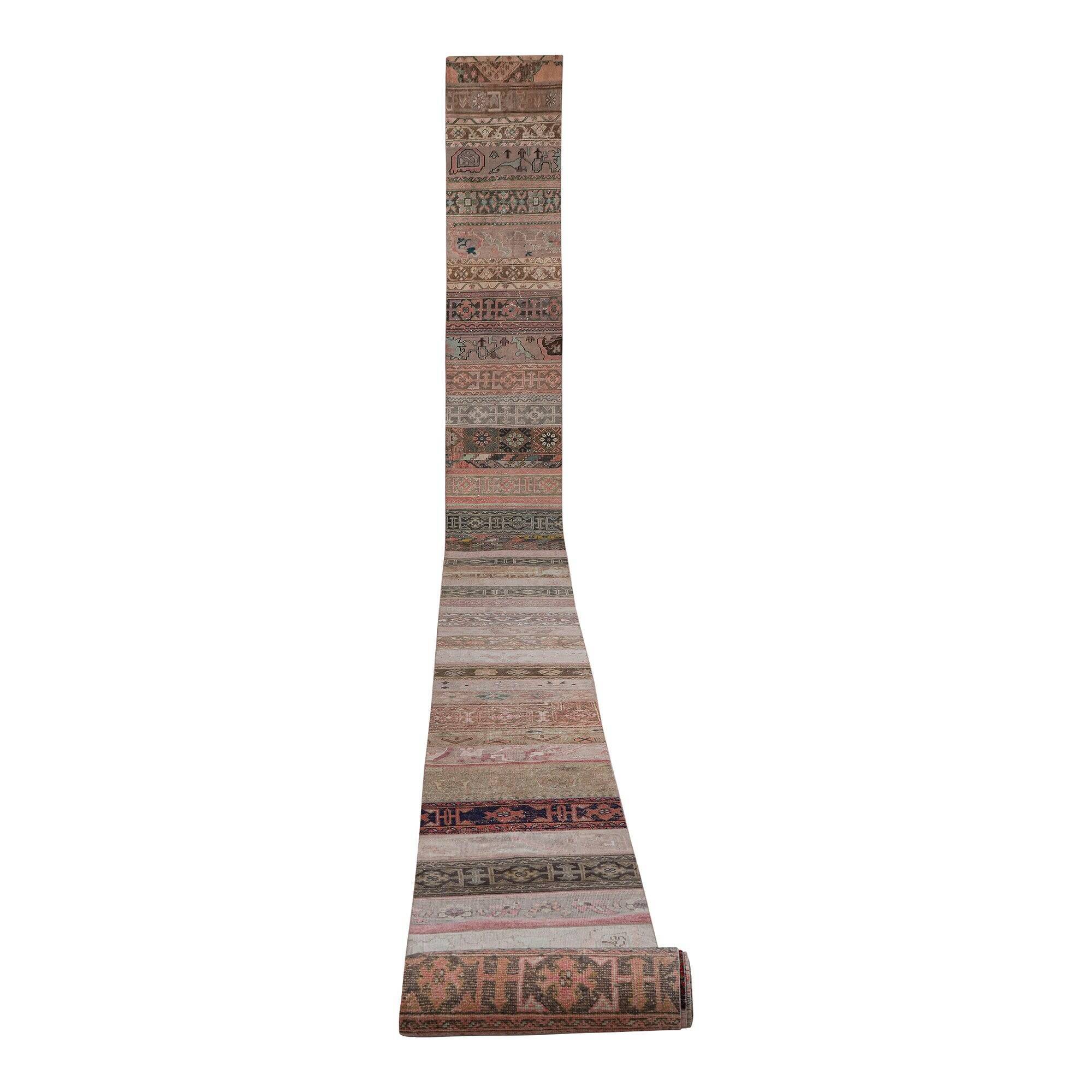 Vintage Turkish hallway rug 71x1 cm