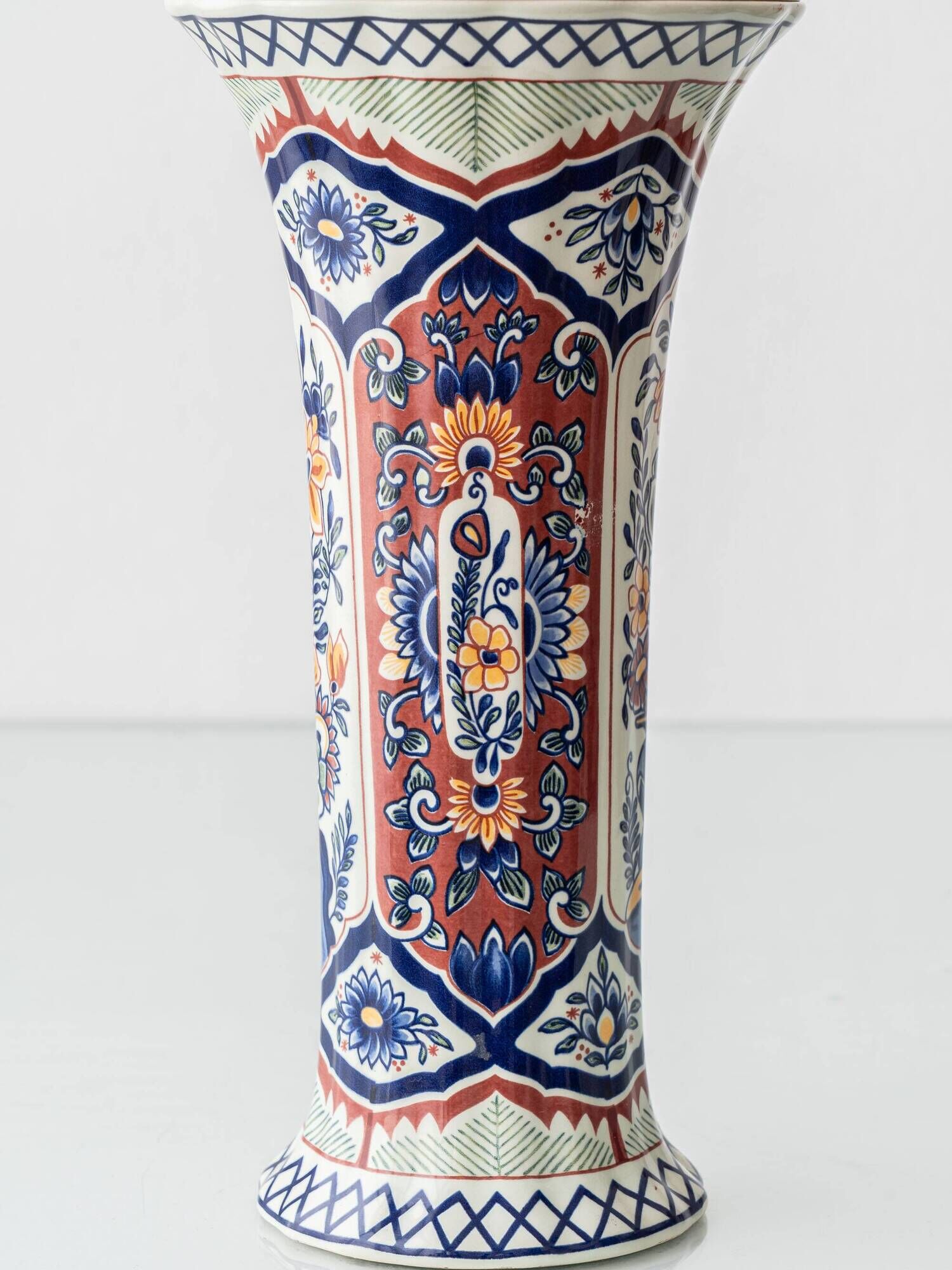Vintage Belgian Delft Style Table Lamps by Boch with Brass Elements, 1950-1970, New Shades