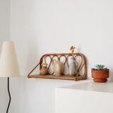 Pair of rattan wall shelves