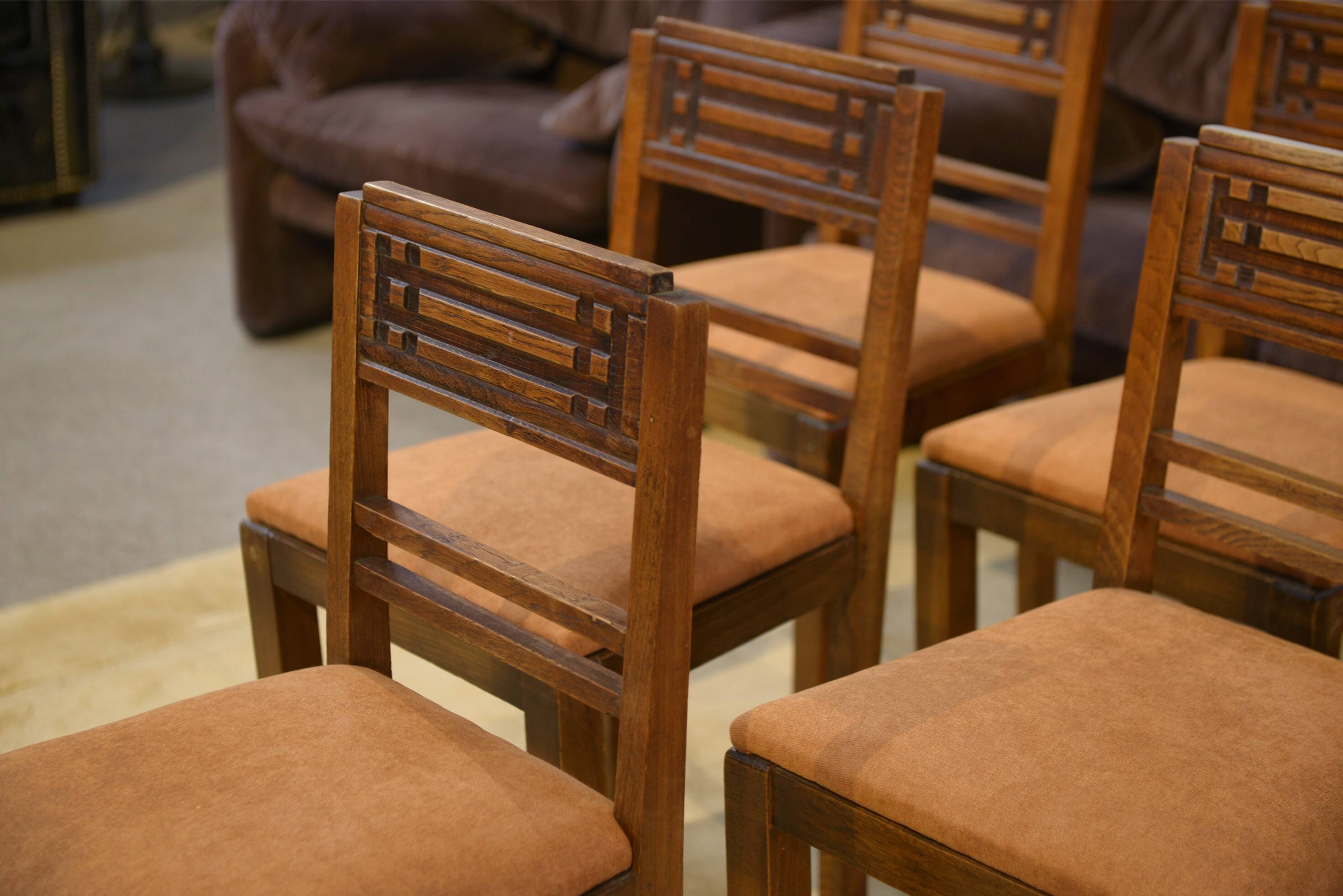Set of 6 brutalist chairs from the 1950s.