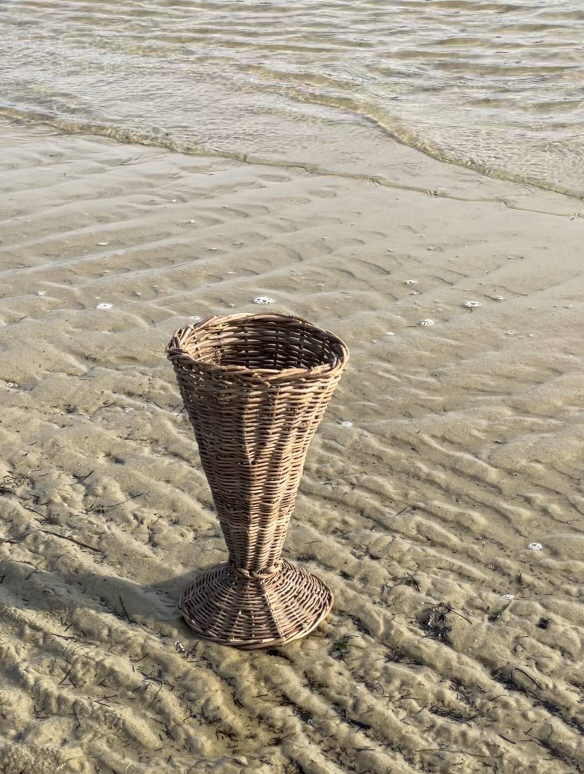 Handwoven rattan vase