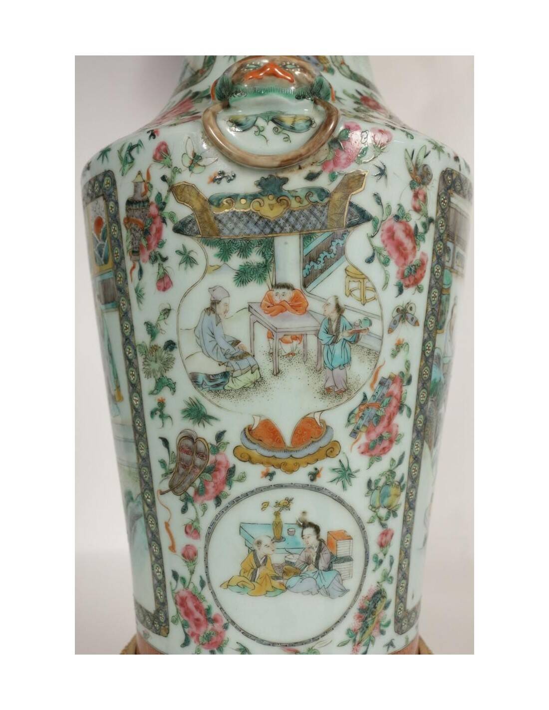 Early 20th century Chinese lamp, porcelain and gilt bronze