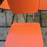 Set of 6 vintage orange formica chairs, 70s
