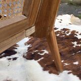 caned teak bench