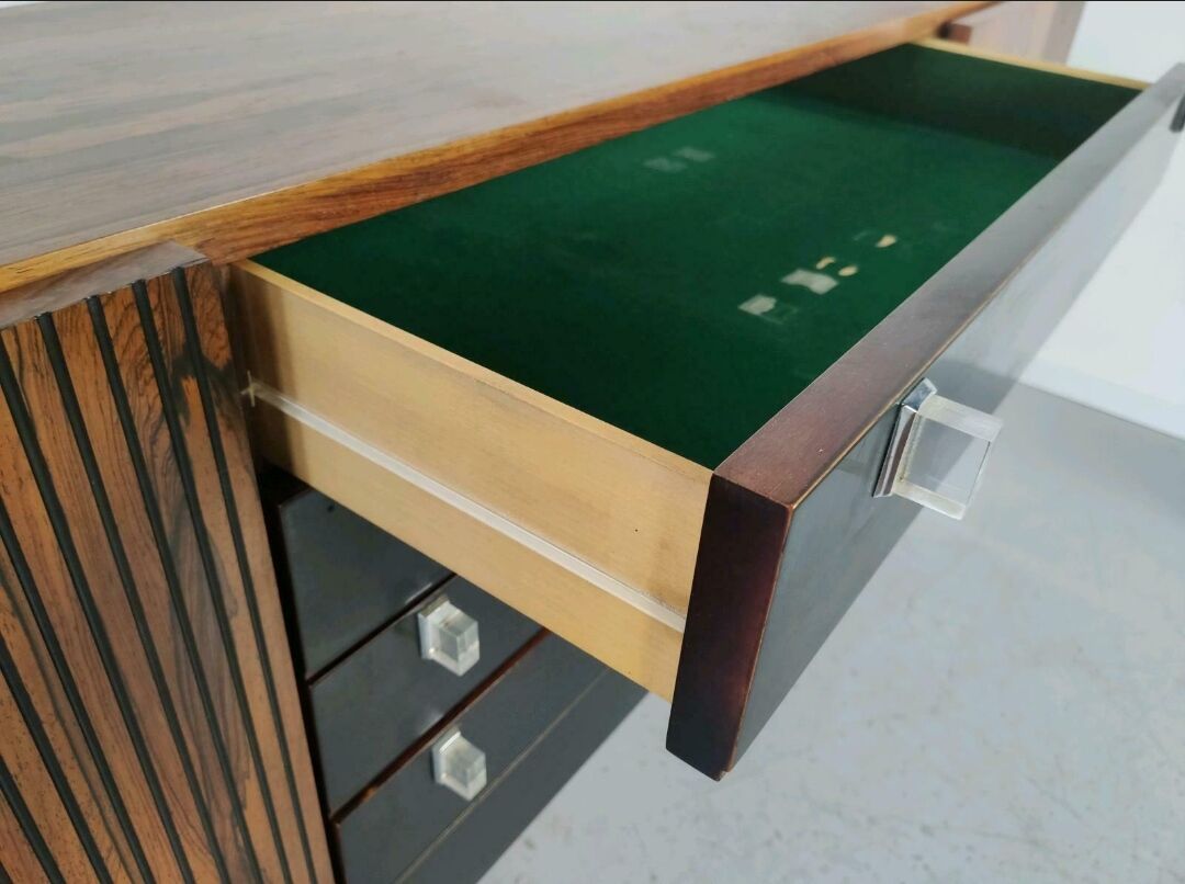 Vintage rosewood sideboard, chrome 1960