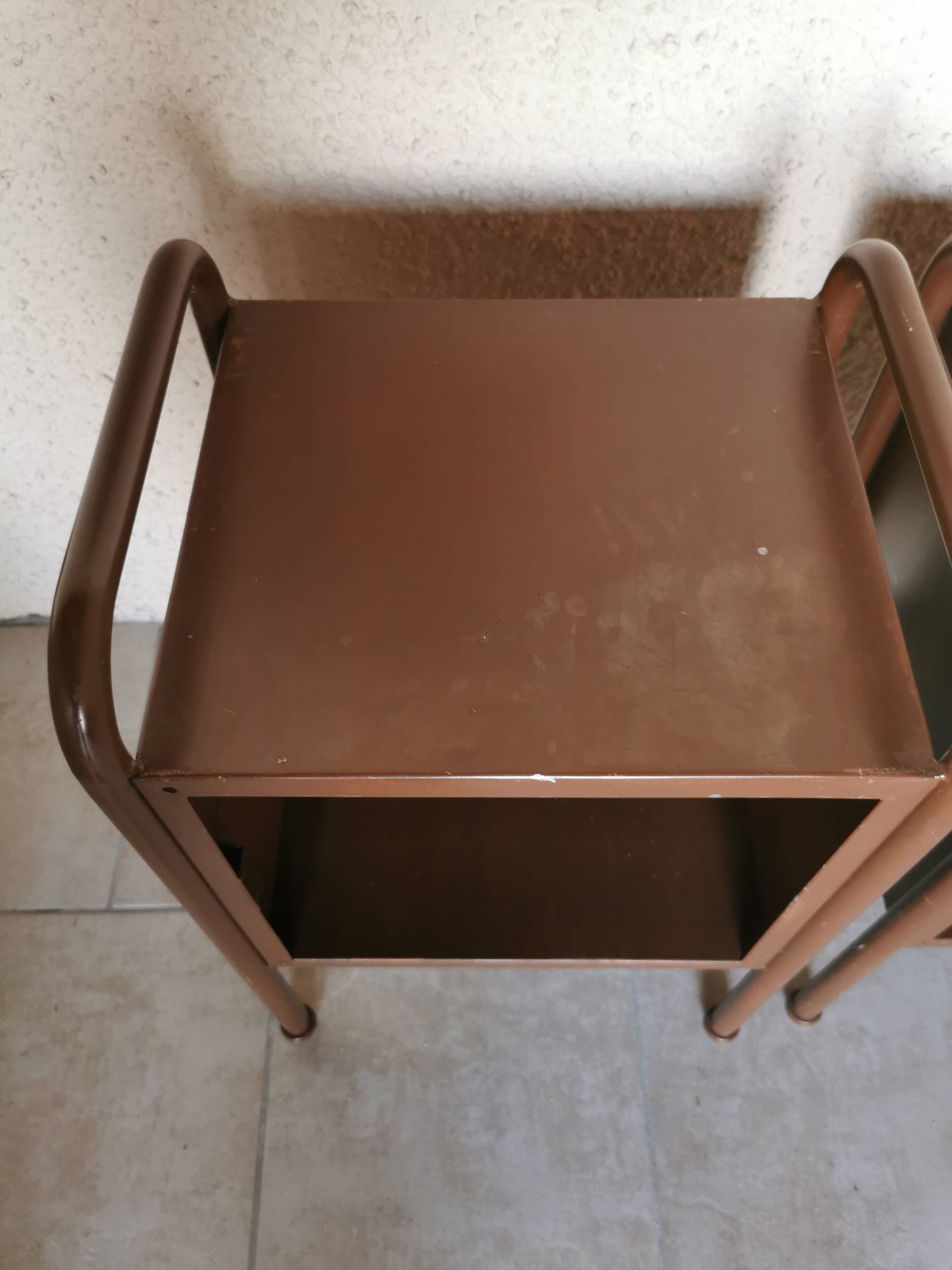 Pair of boarding school bedside tables