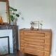 Commode bois et rotin vintage