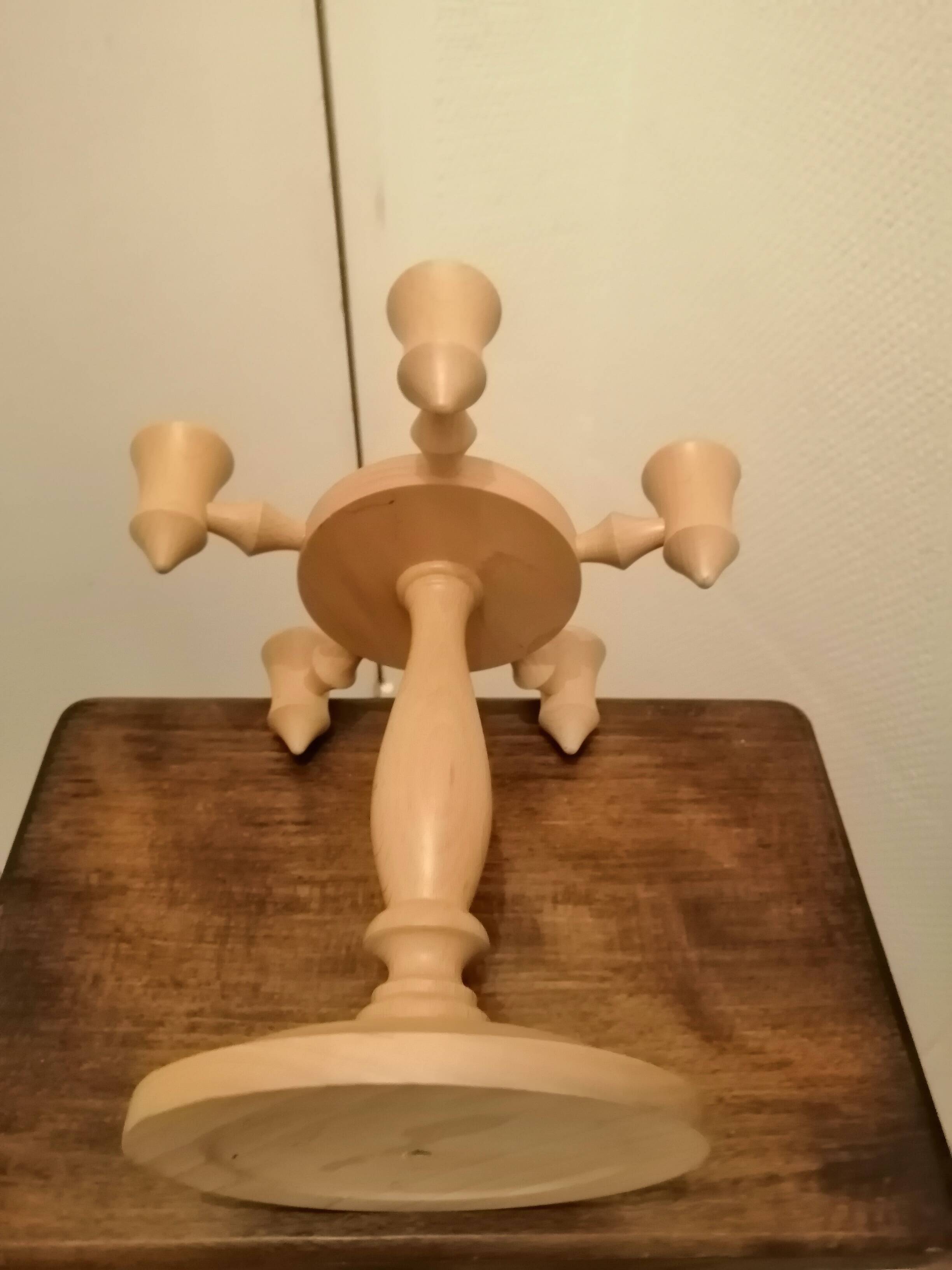 Scandinavian wooden candlestick holder