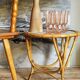 Table basse d'appoint tripode en rotin années 50