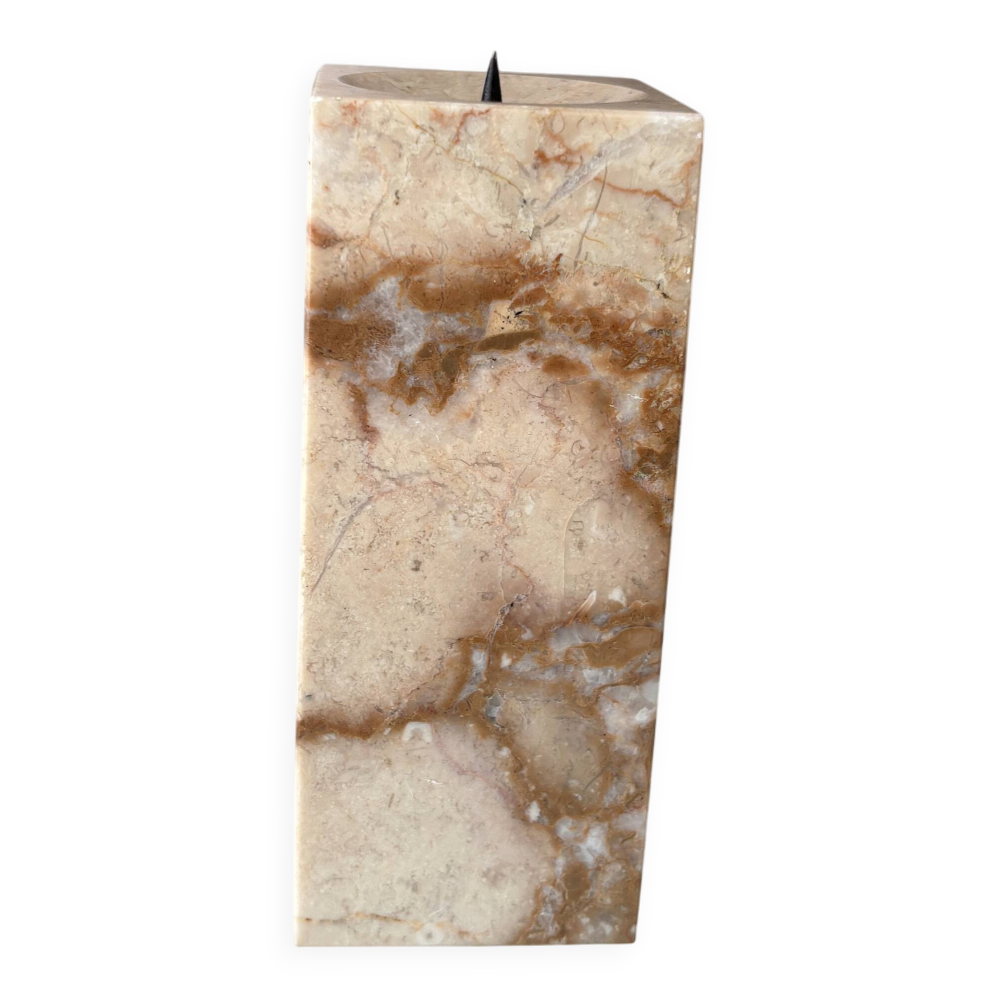 Vintage minimalist beige marble candlestick