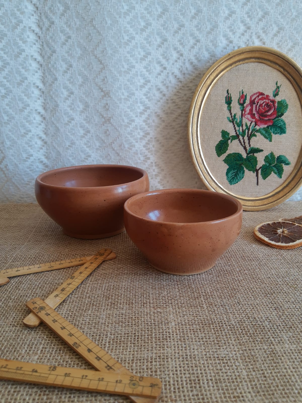 Set of two bowls sandstone pots Digoin France