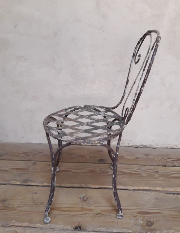 Xix° wrought iron garden chair