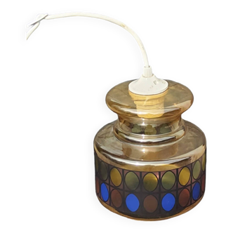 Lustre design des années 70 en verre fumé et multicolore