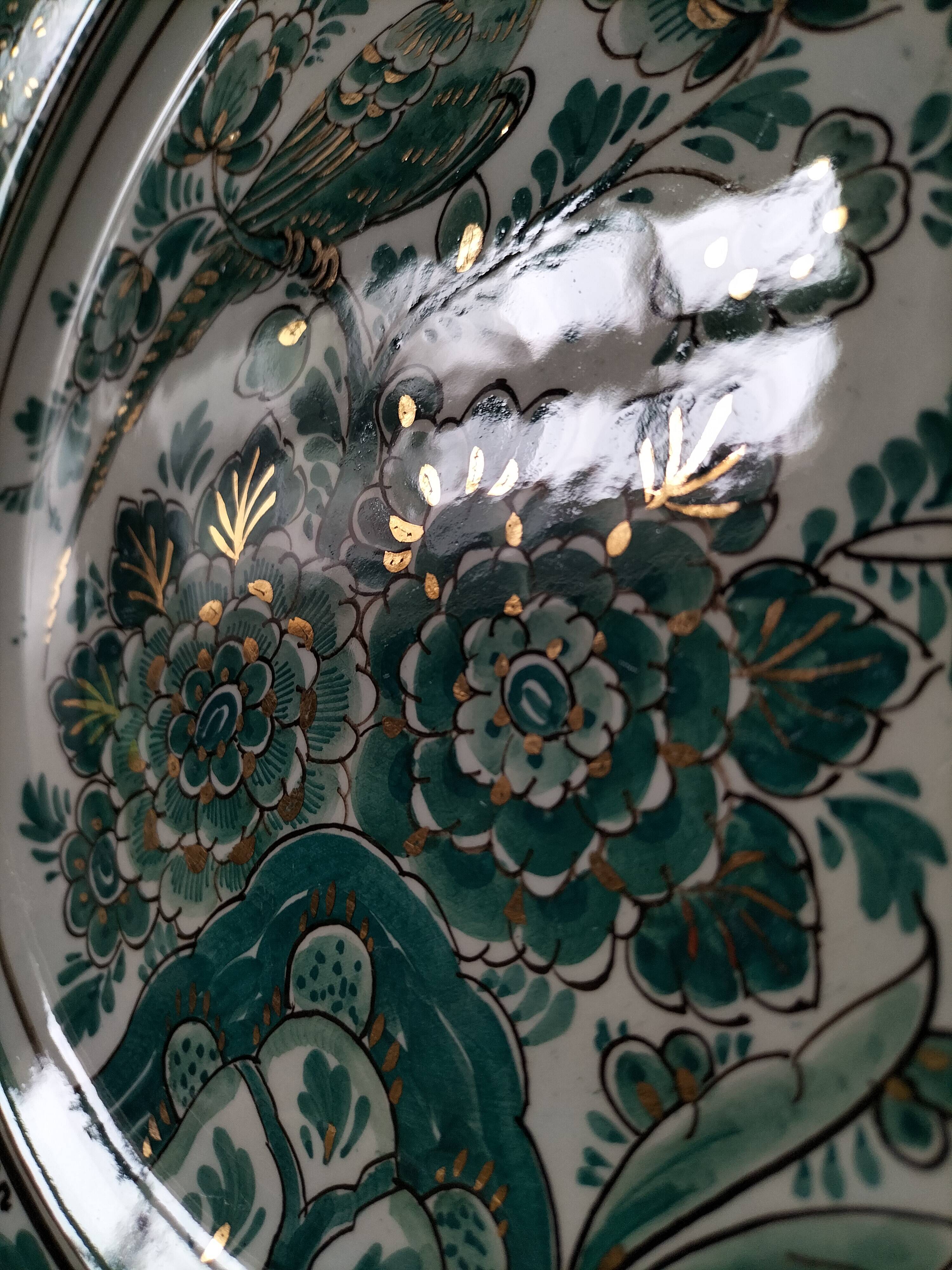 Large rare Delft Groen hand-painted plate Velsen pottery Netherlands