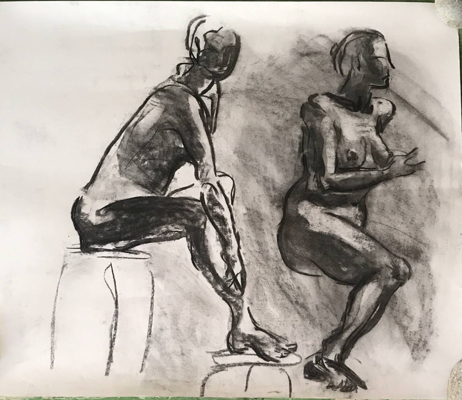 Large format nude study drawing