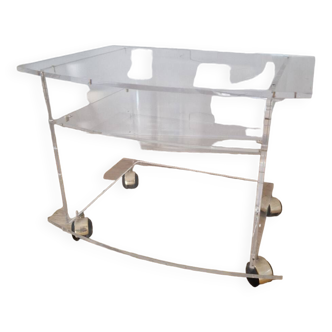 Plexiglas hi-fi TV stand on casters David Lange