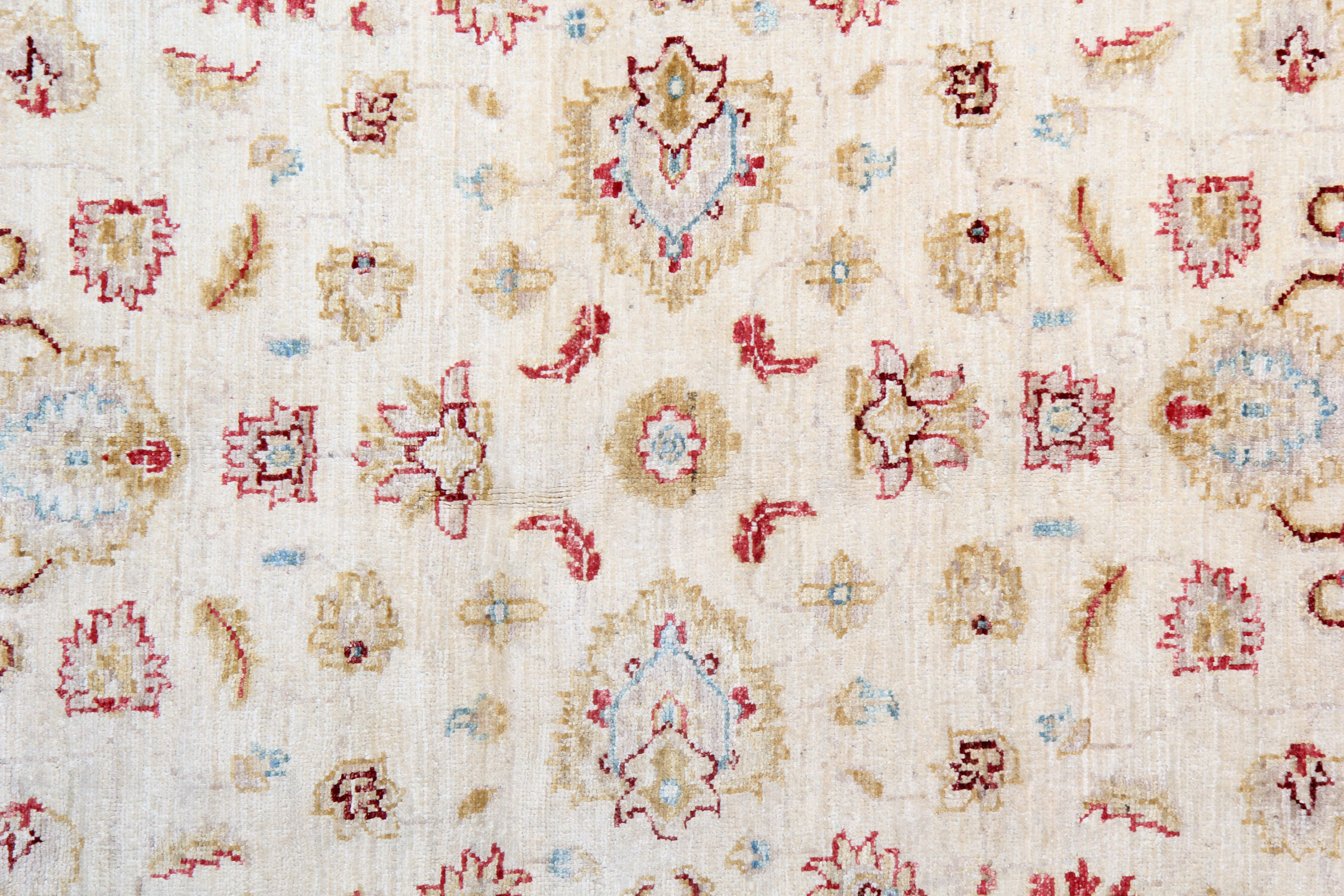 Handmade cream wool ziegler carpet traditional floral area rug- 128x190cm