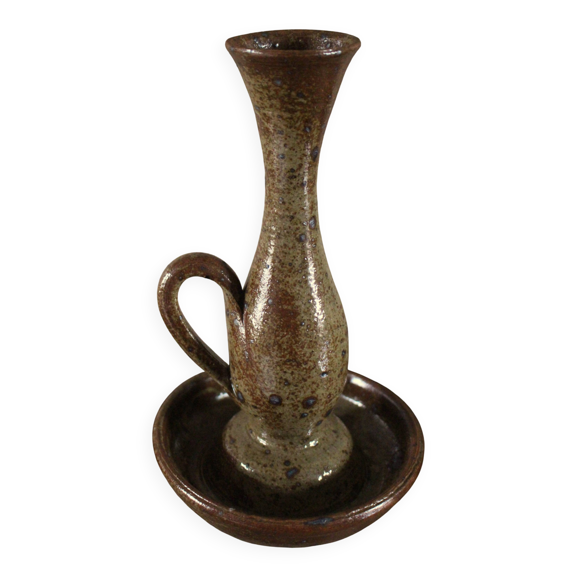 Vintage rat cave pyrite stone candlestick