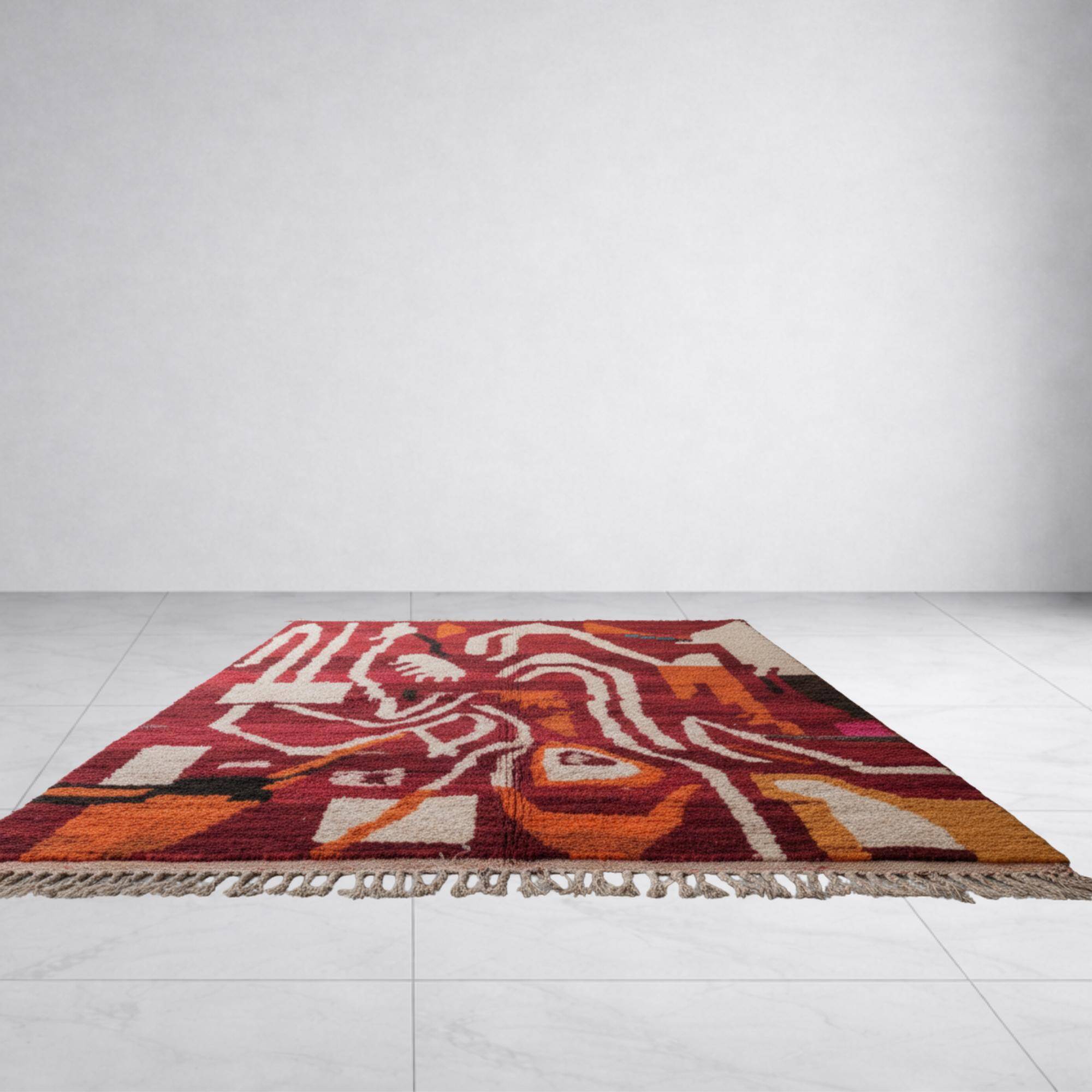 Authentic Moroccan wool rug handwoven, 250x150 cm.