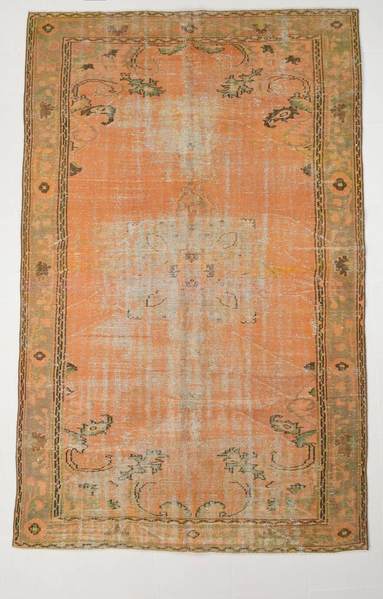 6x9 Shades Of Peach Orange Handmade Wool Oriental Turkish Rug, 180x286Cm