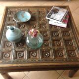 Colonial-style wooden square coffee table