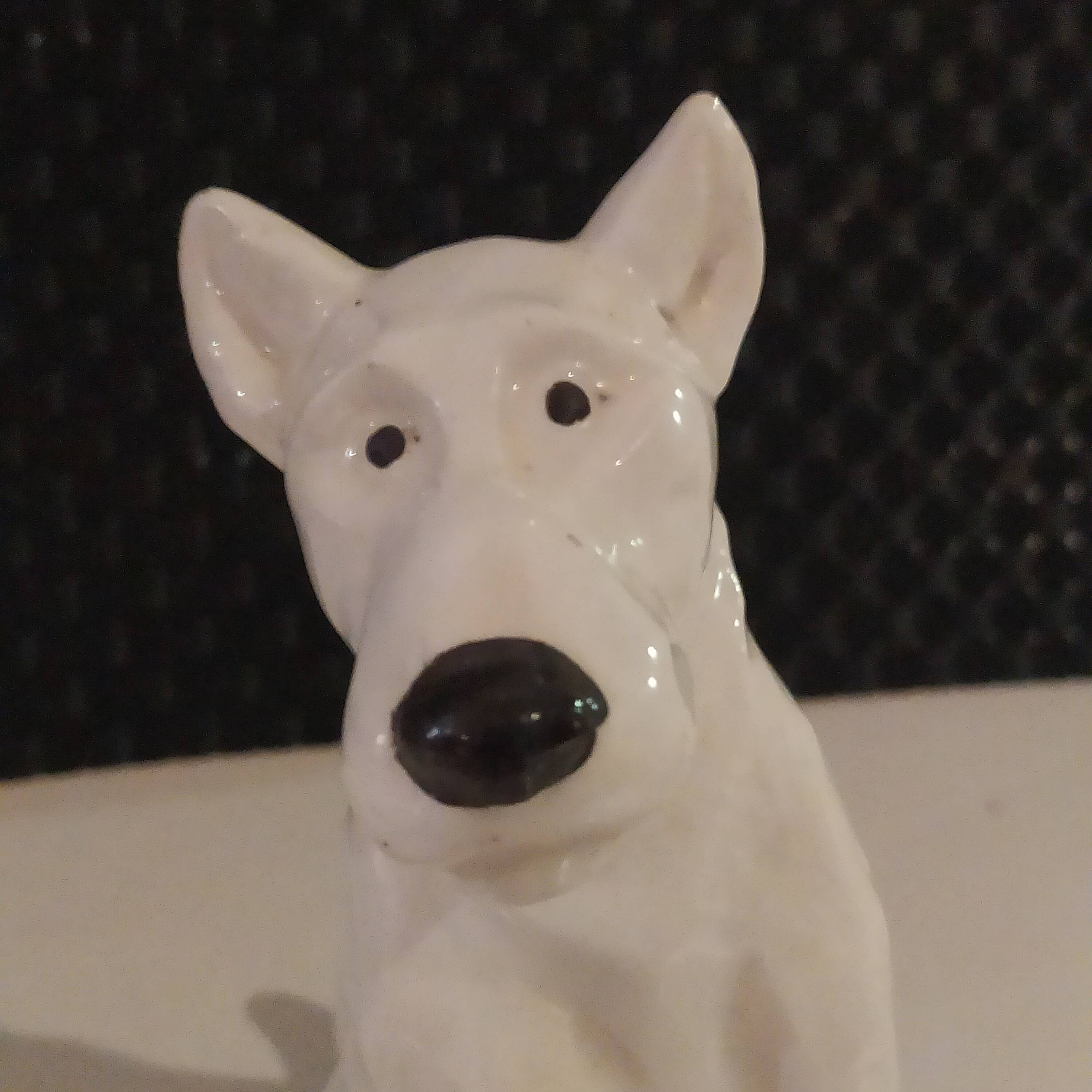 small ceramic fox terrier dog Sargemines 1930/1940