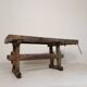Wooden industrial workbench with vice, 194 cm long, 1930s.