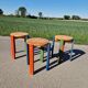 Set of 3 stackable pine stools
