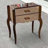 1940s Art Deco bedside table in copper mirror
