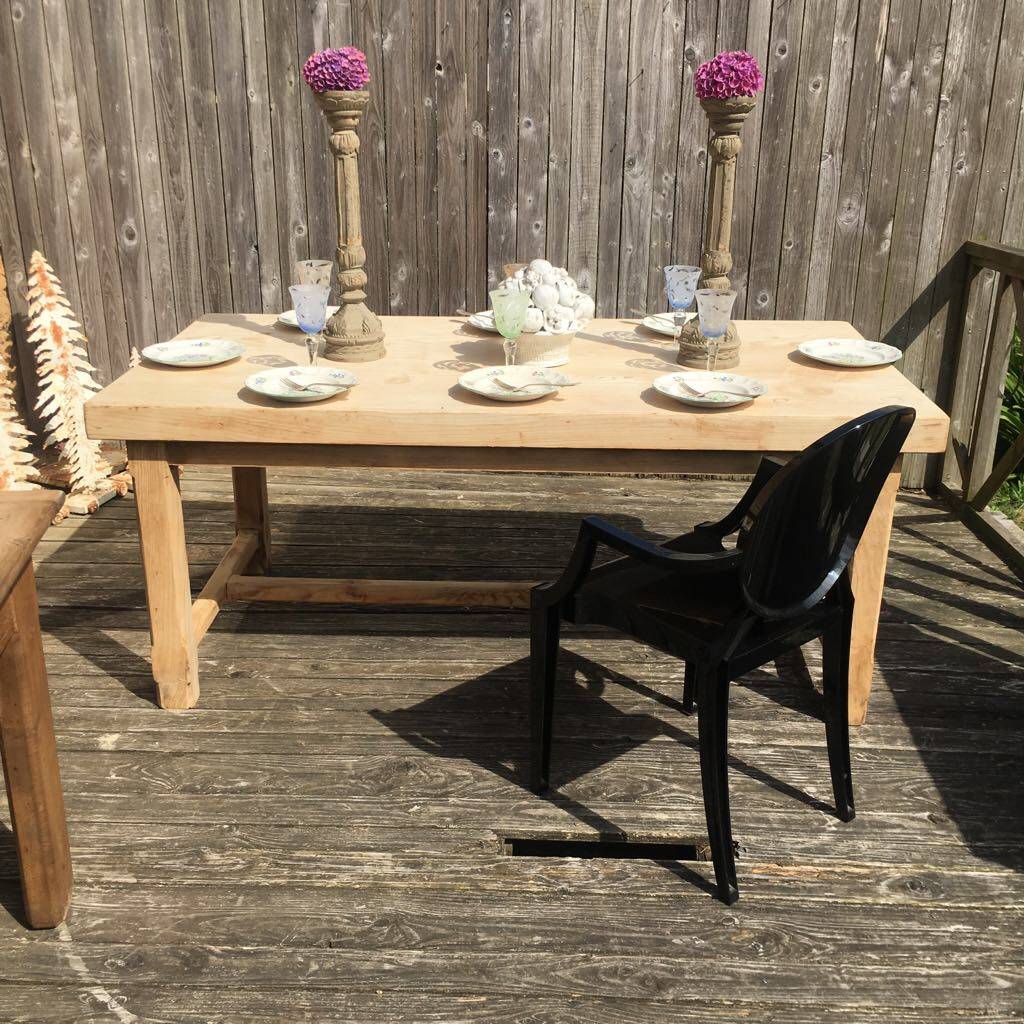Solid raw wood farm table