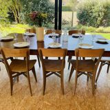 Desk that can serve as a dining table.