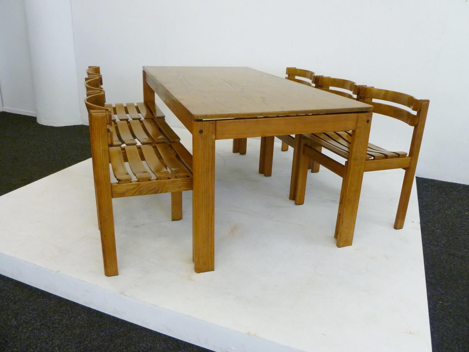 Furniture dining room table in Elm, country low 1970 s