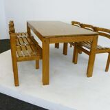 Furniture dining room table in Elm, country low 1970 s