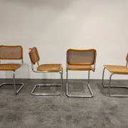 Set of 4 Cesca chair by Marcel Breuer, made in italy, 1970