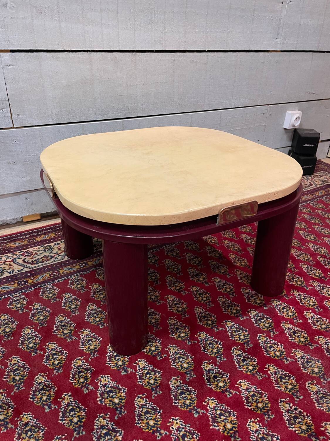 Coffee table end of sofa travertine design Roche Bobois