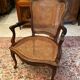 Solid walnut office chair seat and backrest caned Louis XV style