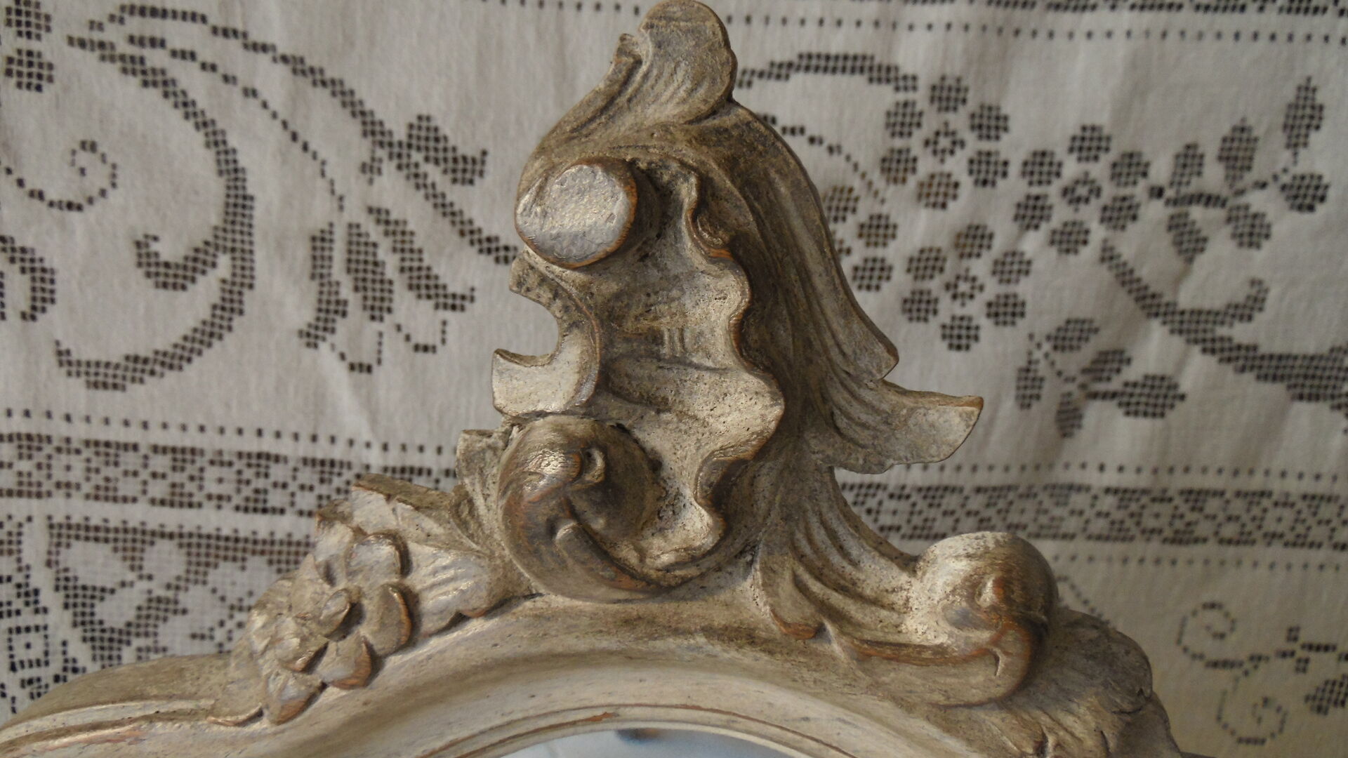 Former white grey patina hairdresser mirror table 2 Shabby chic drawer