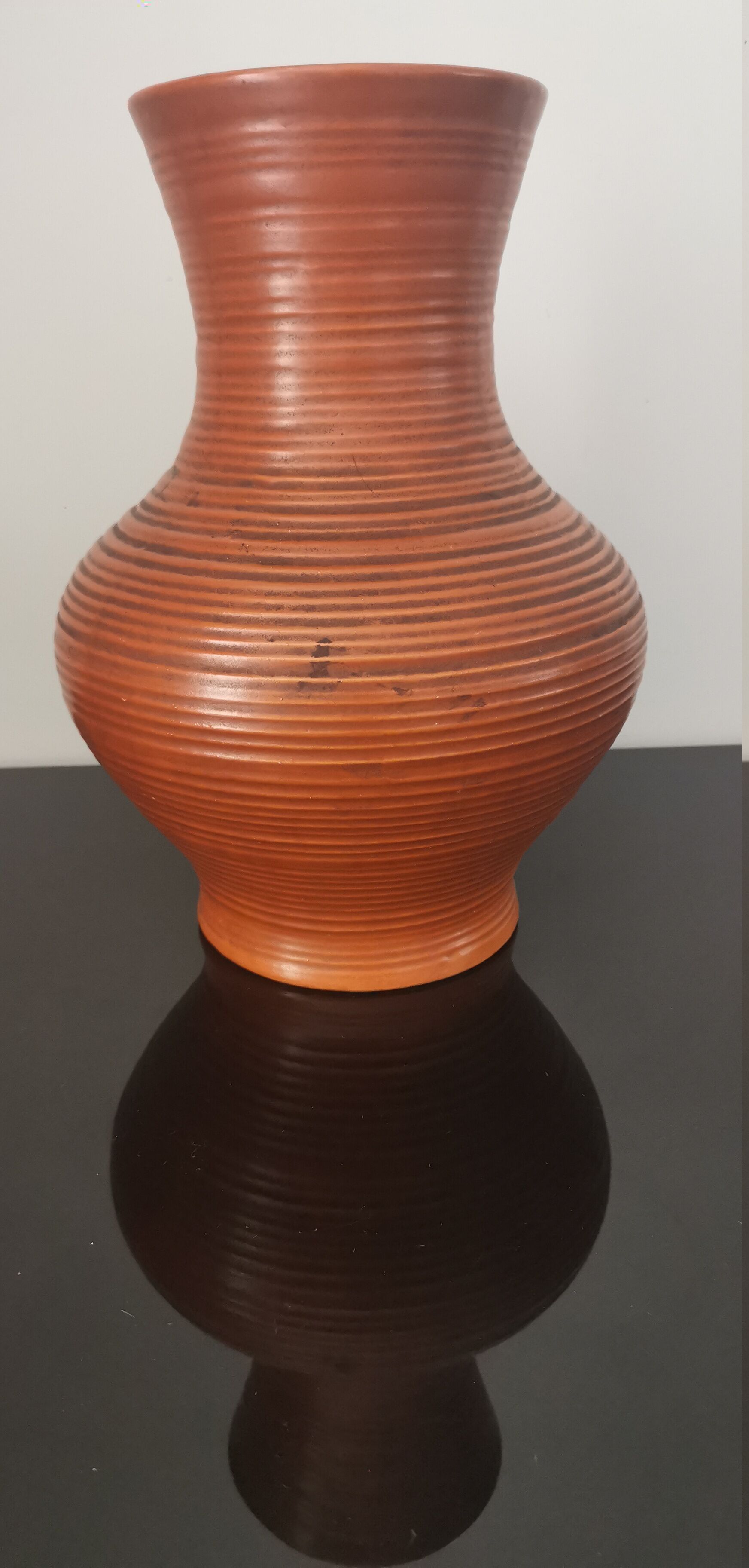 Vase art déco en céramique terra cotta signée, made in France 30s