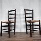Paire de chaises brutaliste bois paille