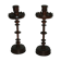 Pair of mahogany turned wood candlesticks