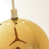 Scandinavian pendant lamp, brass and teak, 60s