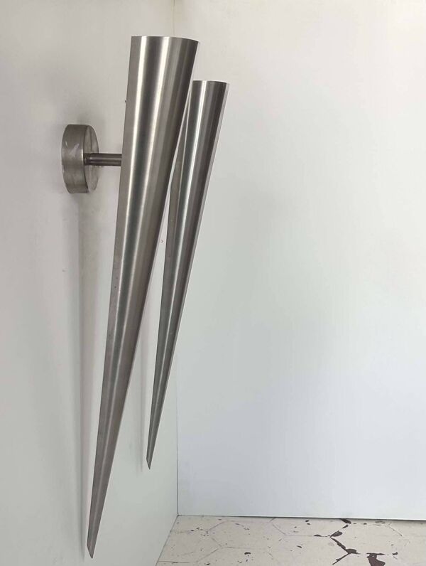 Paire d'appliques XL vintage, métal courbé brossé, France 1980