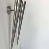 Pair of vintage XL wall lights, brushed curved metal, France 1980