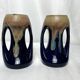 Vintage pair of small enameled stoneware vases with handles circa 1960
