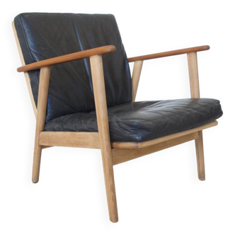 Danish mid-century teak & oak armchair, 1950s.