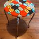 Vintage stool, new wax fabric